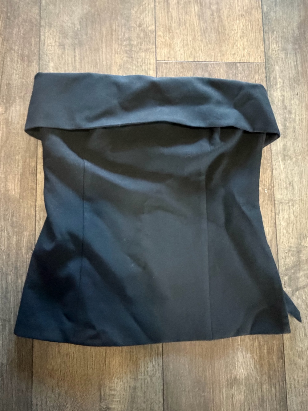 Babaton Black Strapless Fold-Over Top